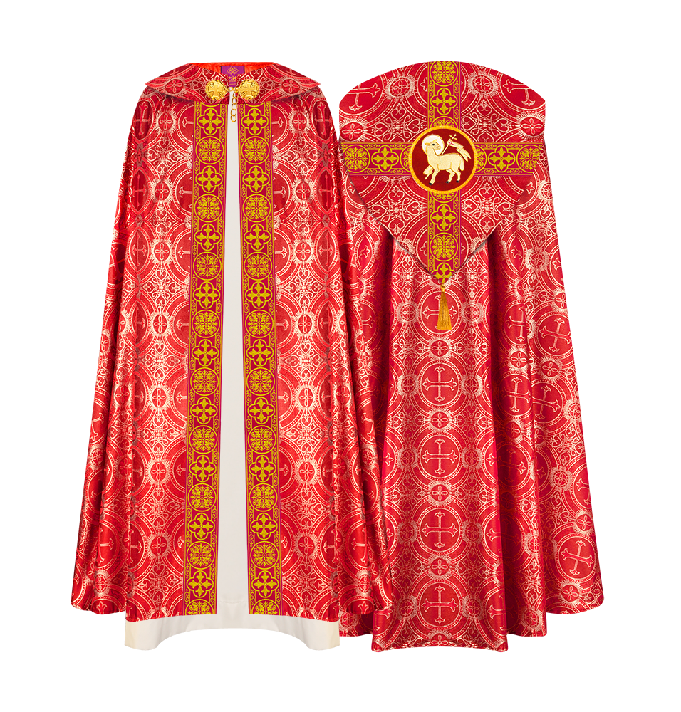 Gothic Cope Vestment with Cross type Braided Trims and motif