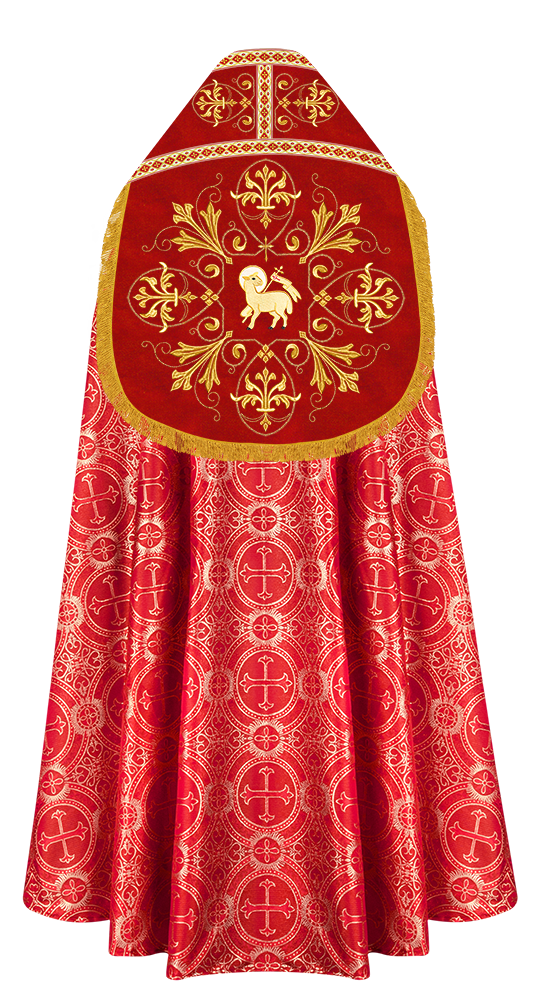 Embroidered Roman Cope Vestment with Braided Trims