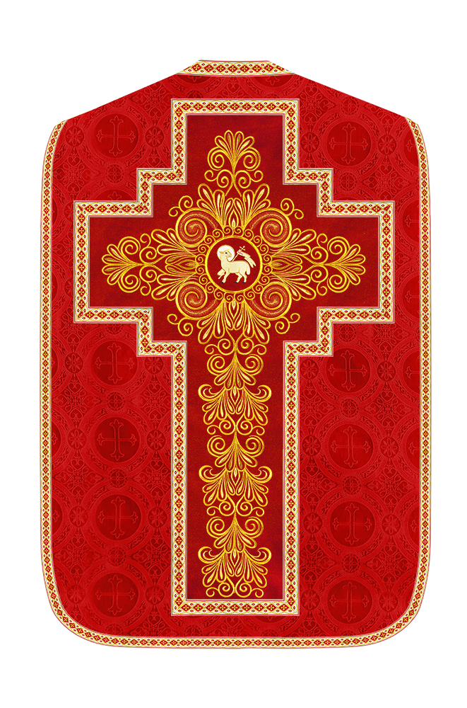 Roman Chasuble Vestment enriched With Coloured Braids and Trims