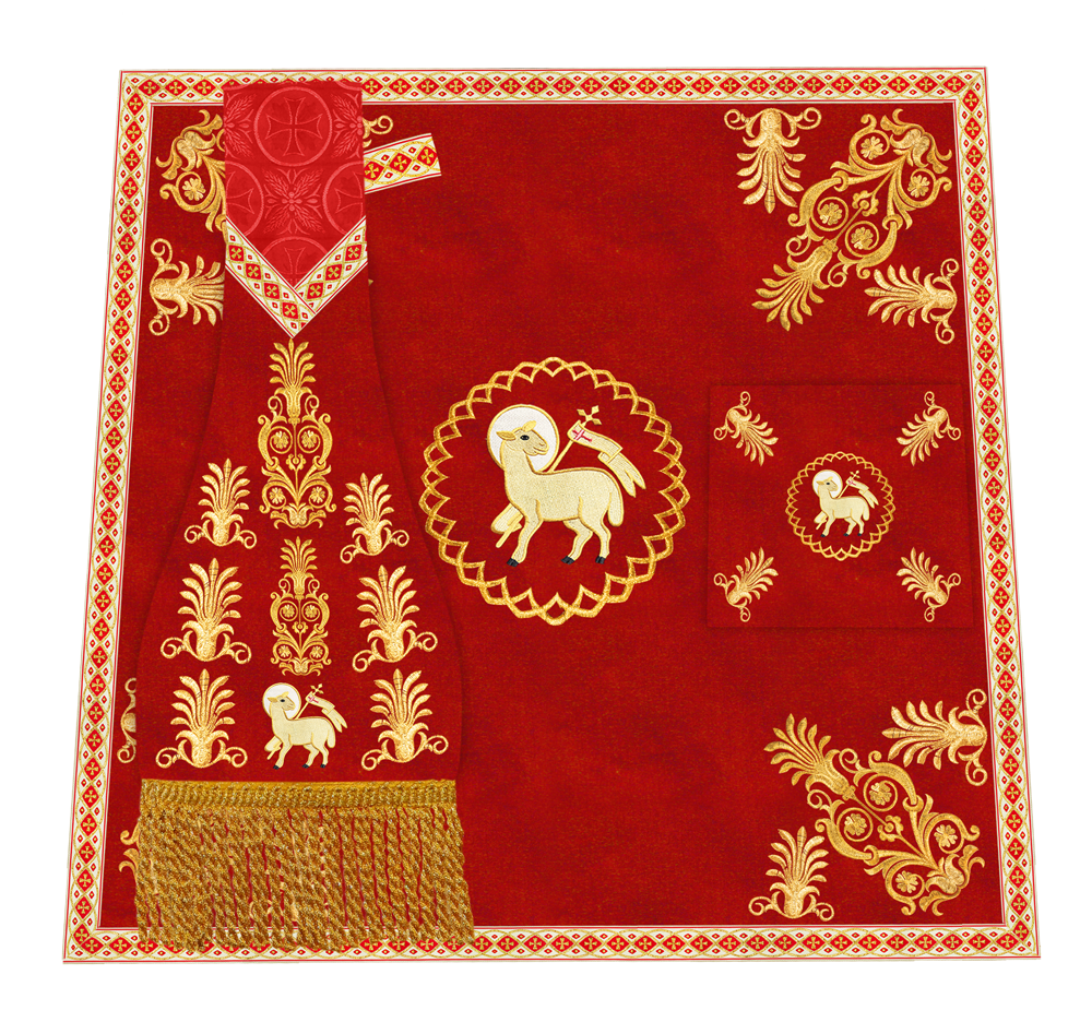 Traditional Altar Cloth with Embroidered Cross & Braided Trims