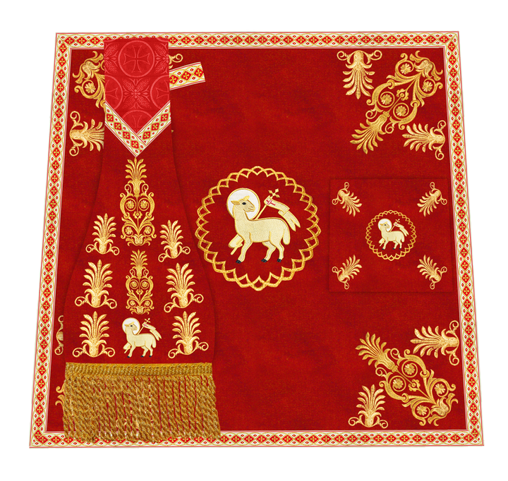 Traditional Altar Cloth with Embroidered Cross & Braided Trims