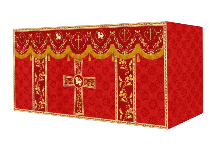 Elegant Embroidered Altar Cloth with Decorative Trim