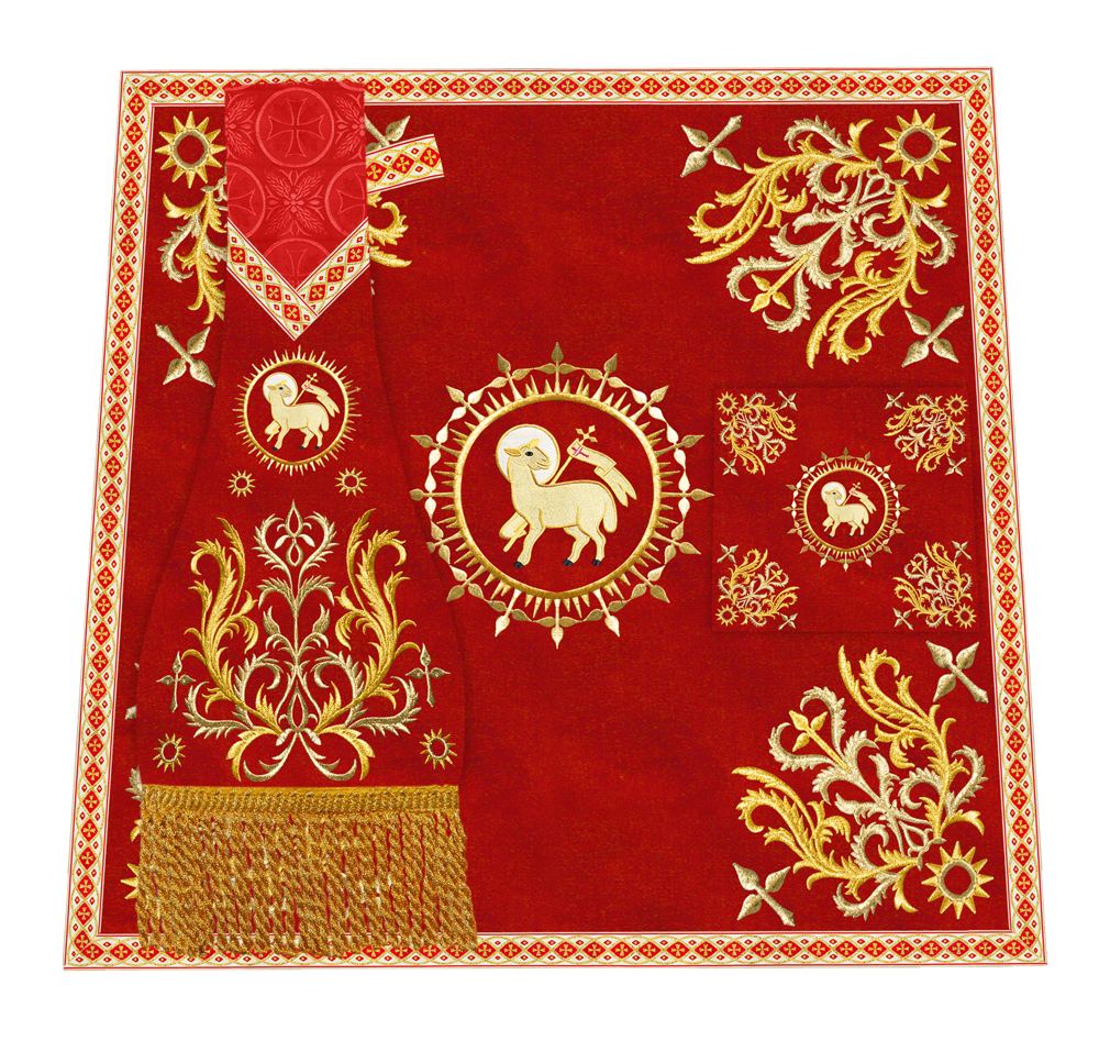 Embroidered Altar Frontal with Ornate Orphrey & Cross Design