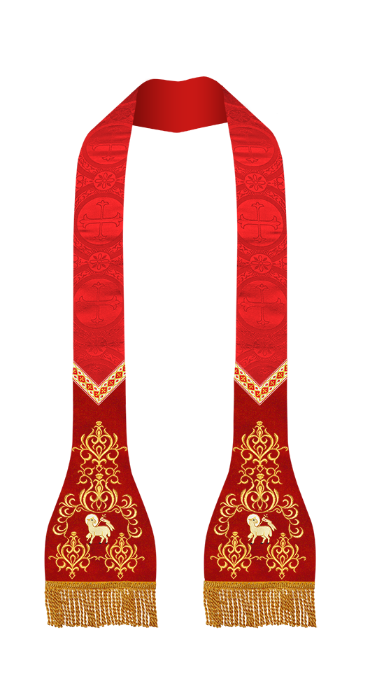 Conjunto de cuatro estolas romanas con ribetes ornamentados 