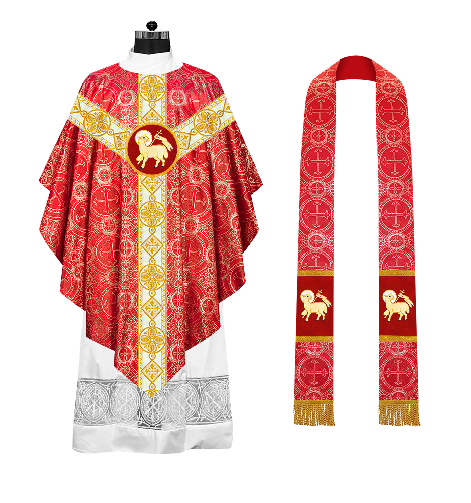 Pugin Style Chasuble with Embroidered Orphrey