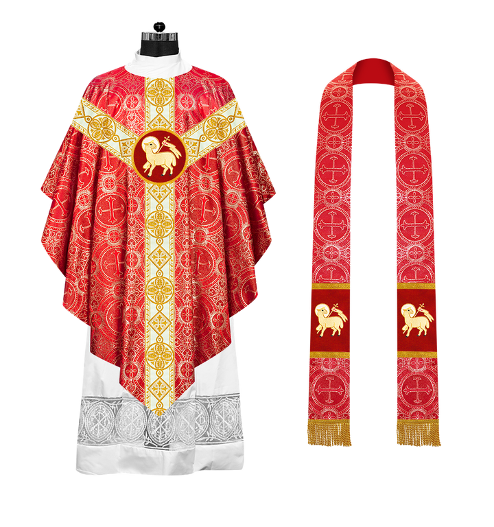 Pugin Style Chasuble with Embroidered Orphrey