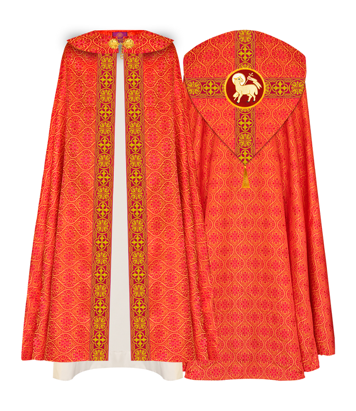 Gothic Cope Vestment with Cross type Braided Trims and motif