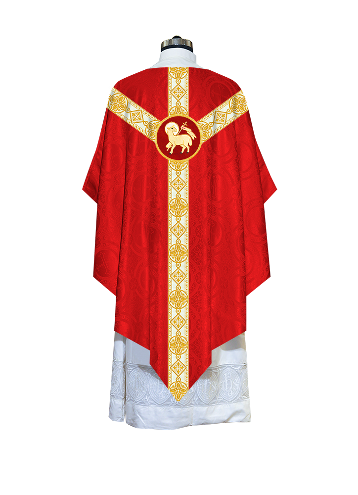 Traditional Pugin Style Chasuble Adorned with White Braids