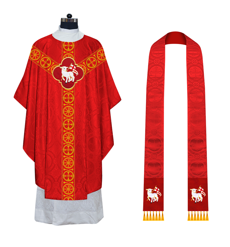 Gothic Chasuble Vestment with Y type braided orphrey