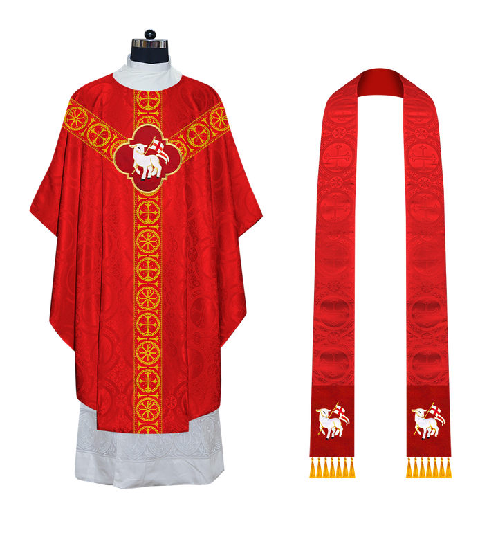 Gothic Chasuble Vestment with Y type braided orphrey