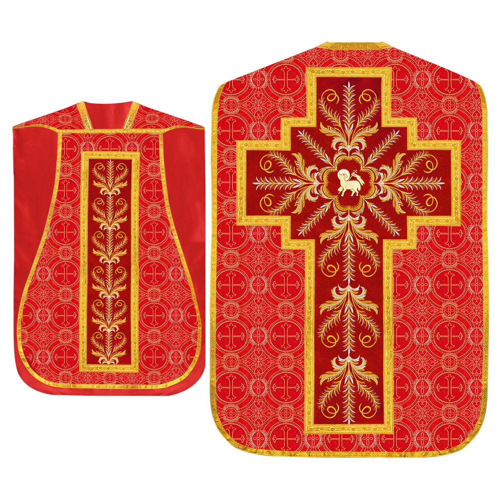 Set of Four Roman Chasuble with liturgical motifs