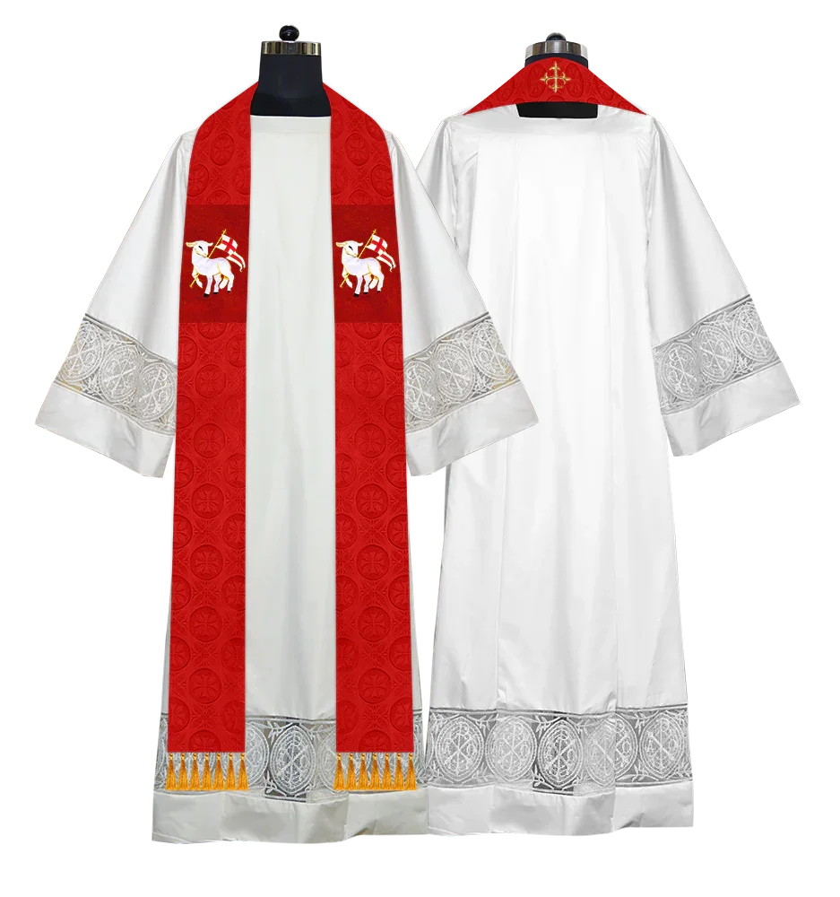 Ordination Stole with Embroidered Spiritual Motif