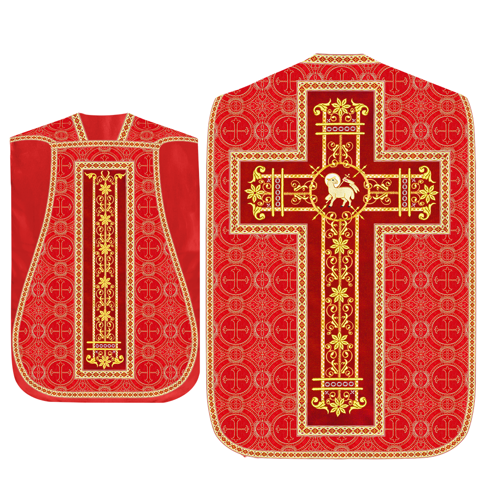 Roman Chasuble Vestment Enhanced With Orphrey and Trims