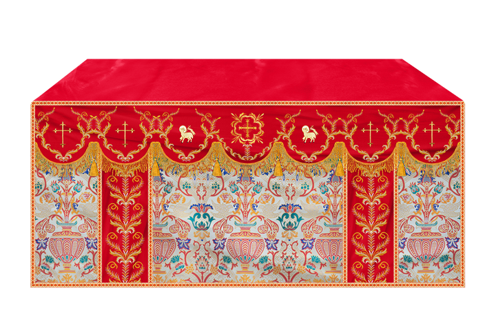 Liturgical Tapestry Altar Cloth with Detailed Embroidered Trims