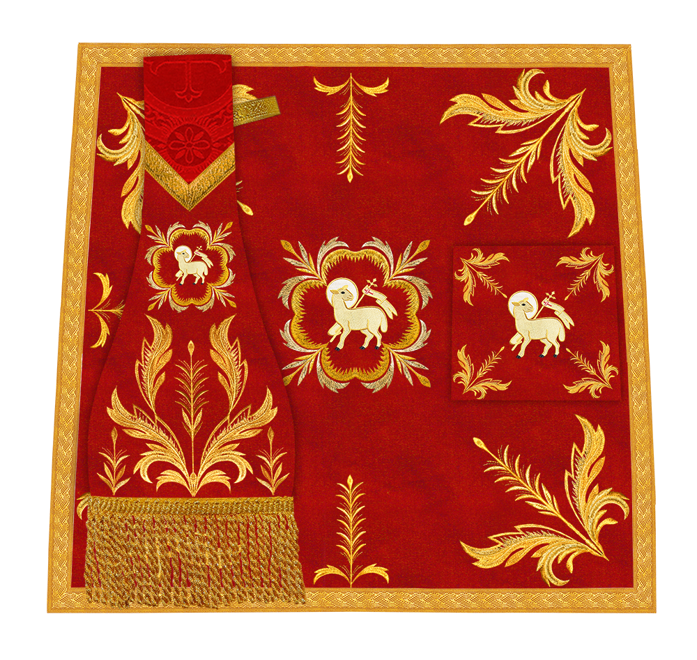 Set of Four Roman Chasuble with liturgical motifs