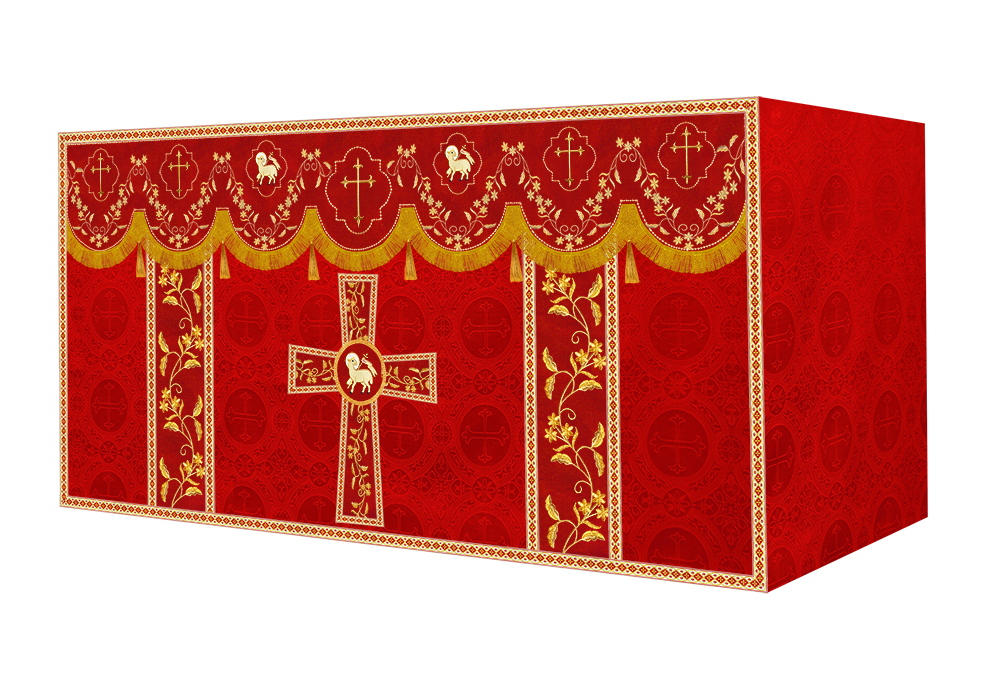 Altar Table Cloth With Floral Embroidery trims