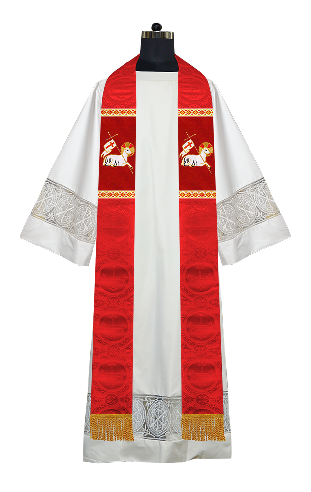 Embroidered LAMB Liturgical Clergy stole