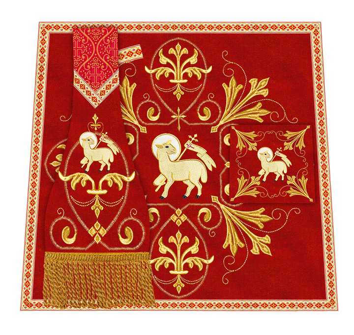 Set of Four Catholic Roman Chasuble with Spiritual Motif