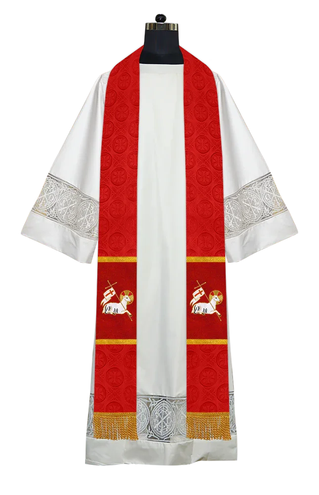 Clergy Stole with Embroidered Liturgical Motif