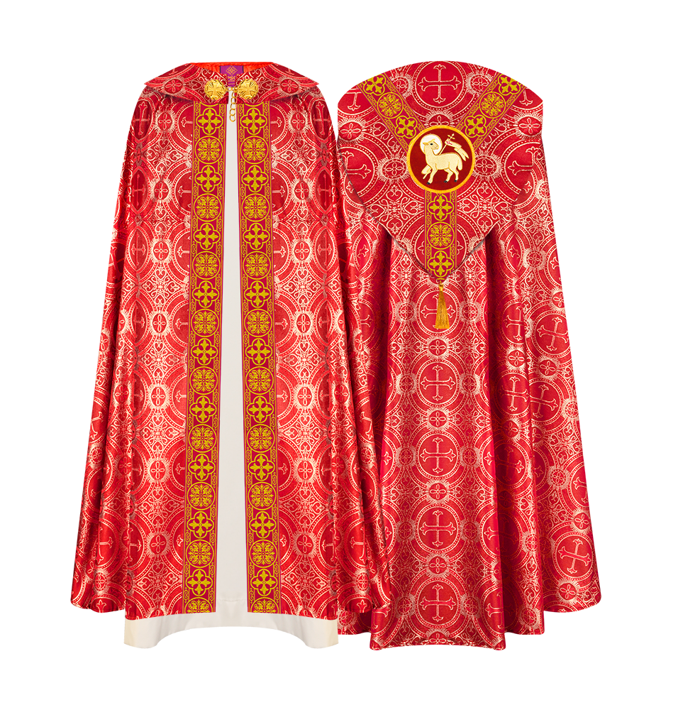 Gothic Cope Vestment with Y Type Braided Trims and Motifs