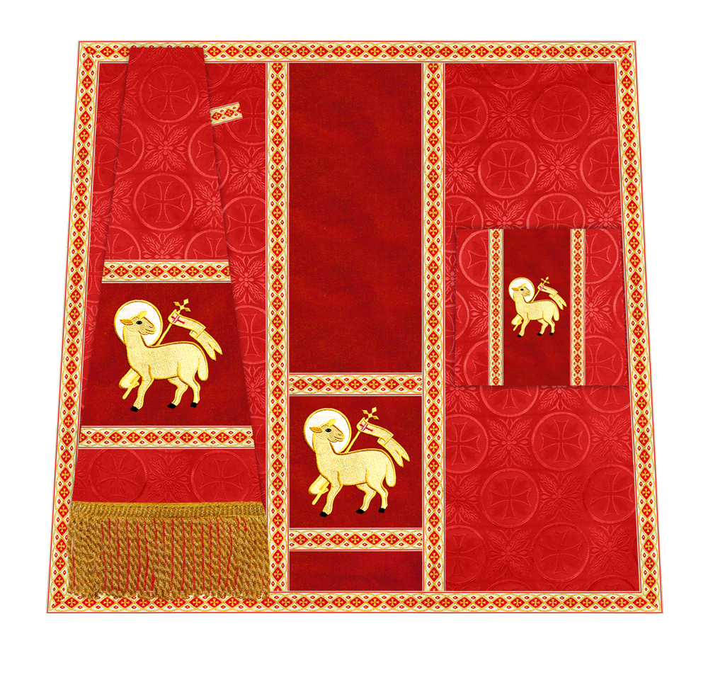 Traditional Altar Mass Set with  Embroidered Motifs