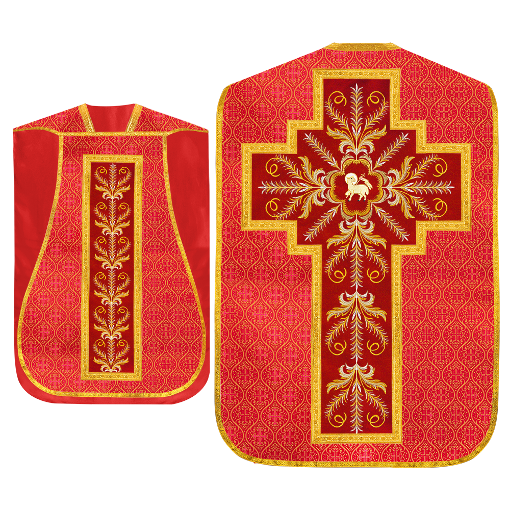 Set of Four Roman Chasuble with liturgical motifs