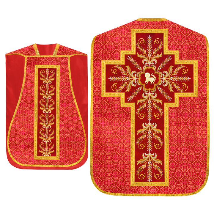 Set of Four Roman Chasuble with liturgical motifs