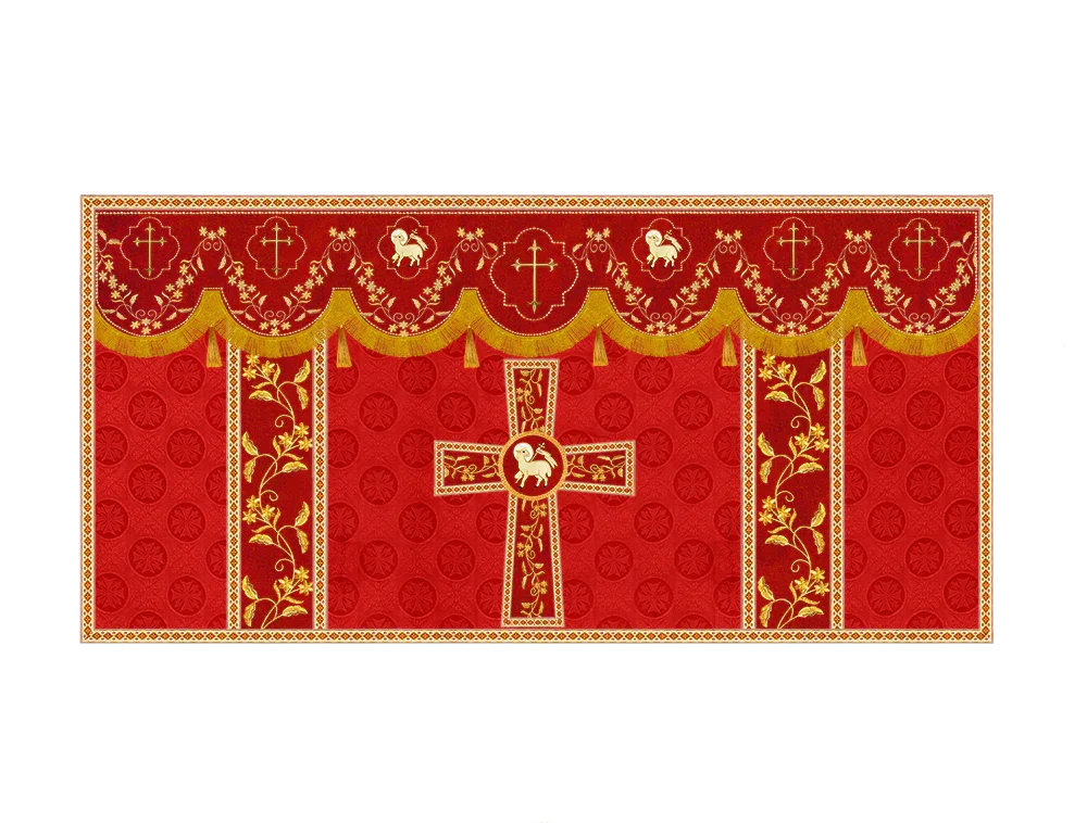 Elegant Embroidered Altar Cloth with Decorative Trim