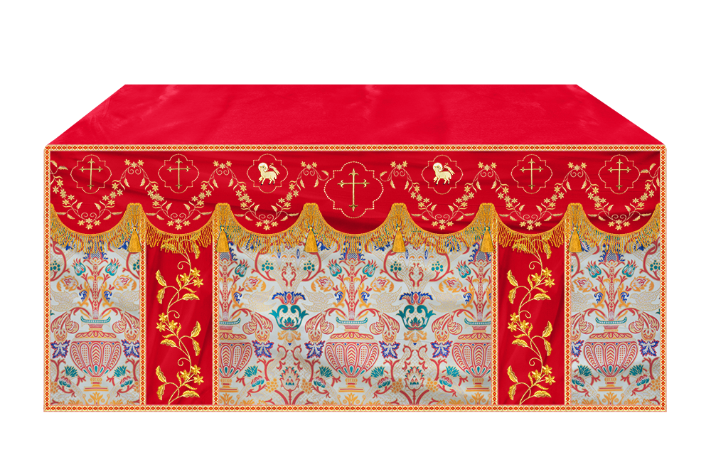 Tapestry Altar Cloth Adorned with Intricate Embroidery