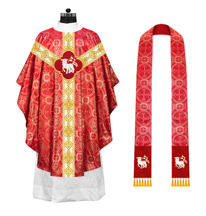 Gothic Chasuble Vestment with Motif and Trims