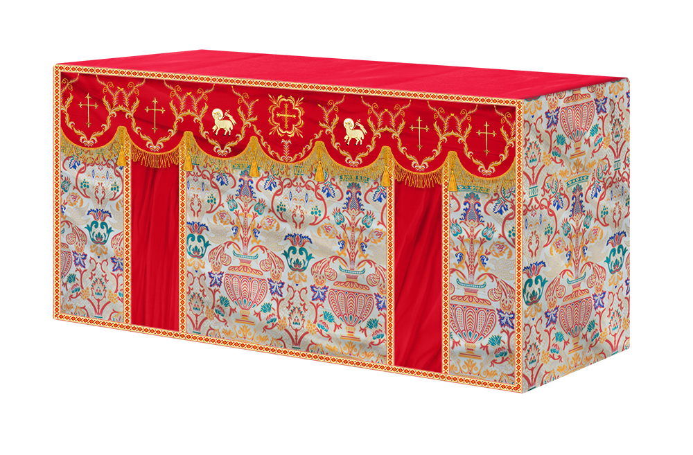 Liturgical Tapestry Altar Cloth with Detailed Embroidered Trims