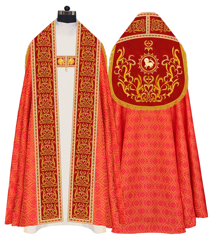 Roman Cope Vestment with Braid Embroidered Orphrey