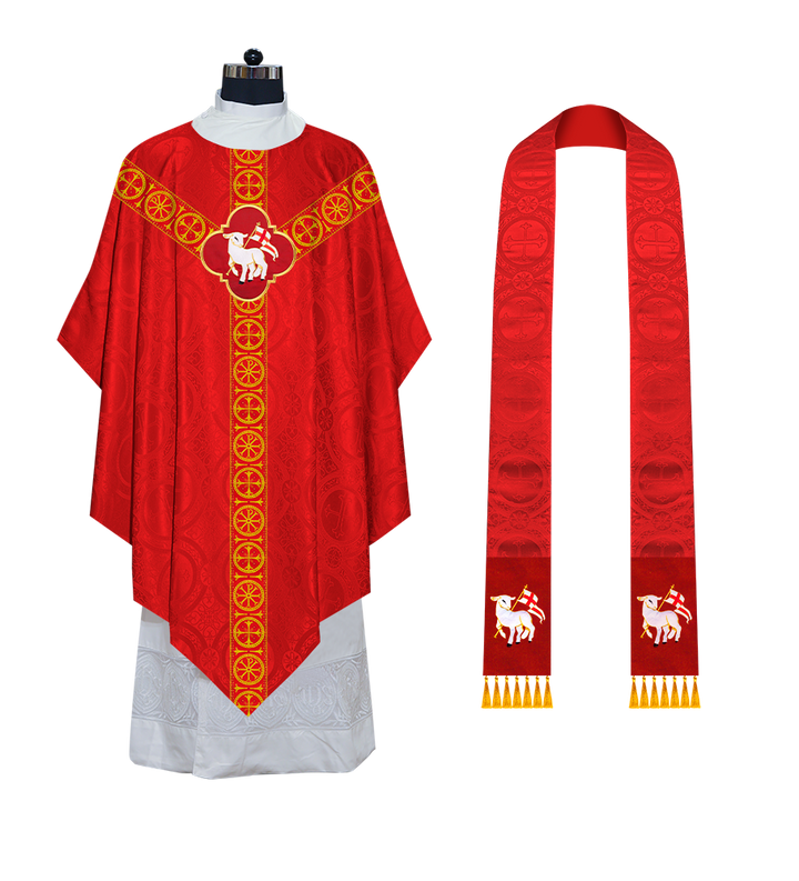 Divine Pugin Chasuble with Braided Lace Orphrey