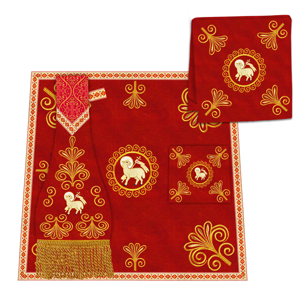 Roman Chasuble Vestment enriched With Coloured Braids and Trims