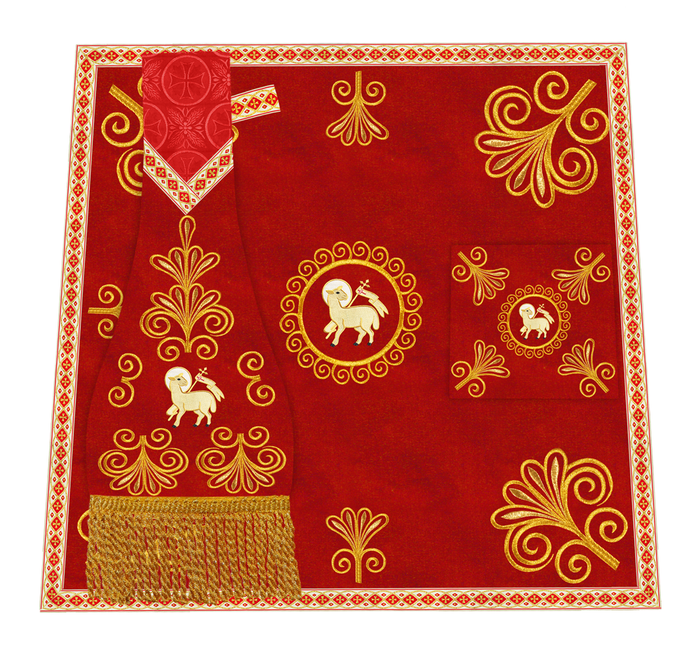 Ornate Altar Cloth with Gold Embroidery & Gothic Cross Design