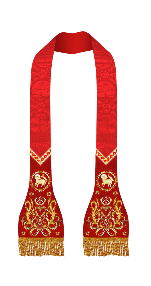 Set of Four Spiritual Roman Stole with Embroidered Motif and trims