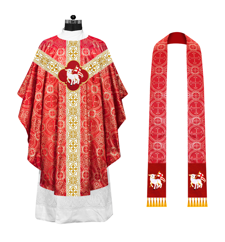 Gothic Chasuble with Embroidered Motif and Orphrey