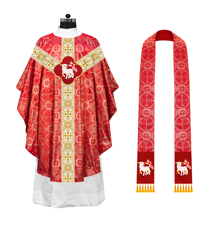 Gothic Chasuble with Embroidered Motif and Orphrey