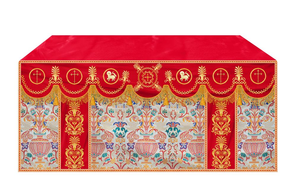 Coronation Tapestry Altar Table Cloth with Embroidered trims