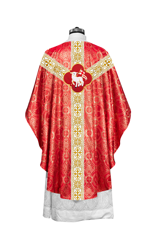 Gothic Chasuble with Embroidered Motif and Orphrey