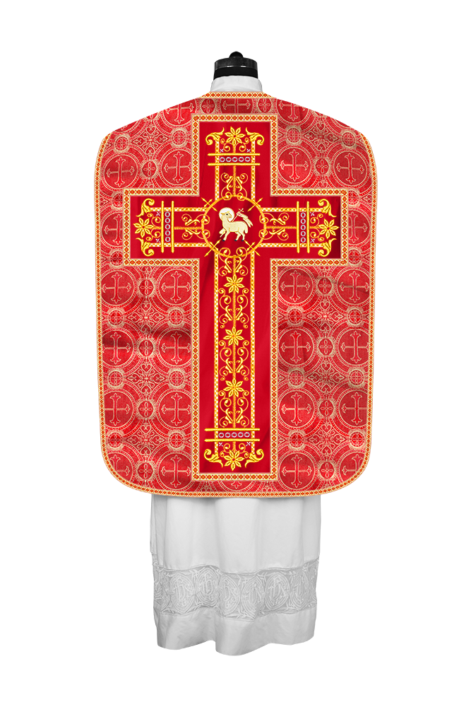 Roman Chasuble Vestment Enhanced With Orphrey and Trims
