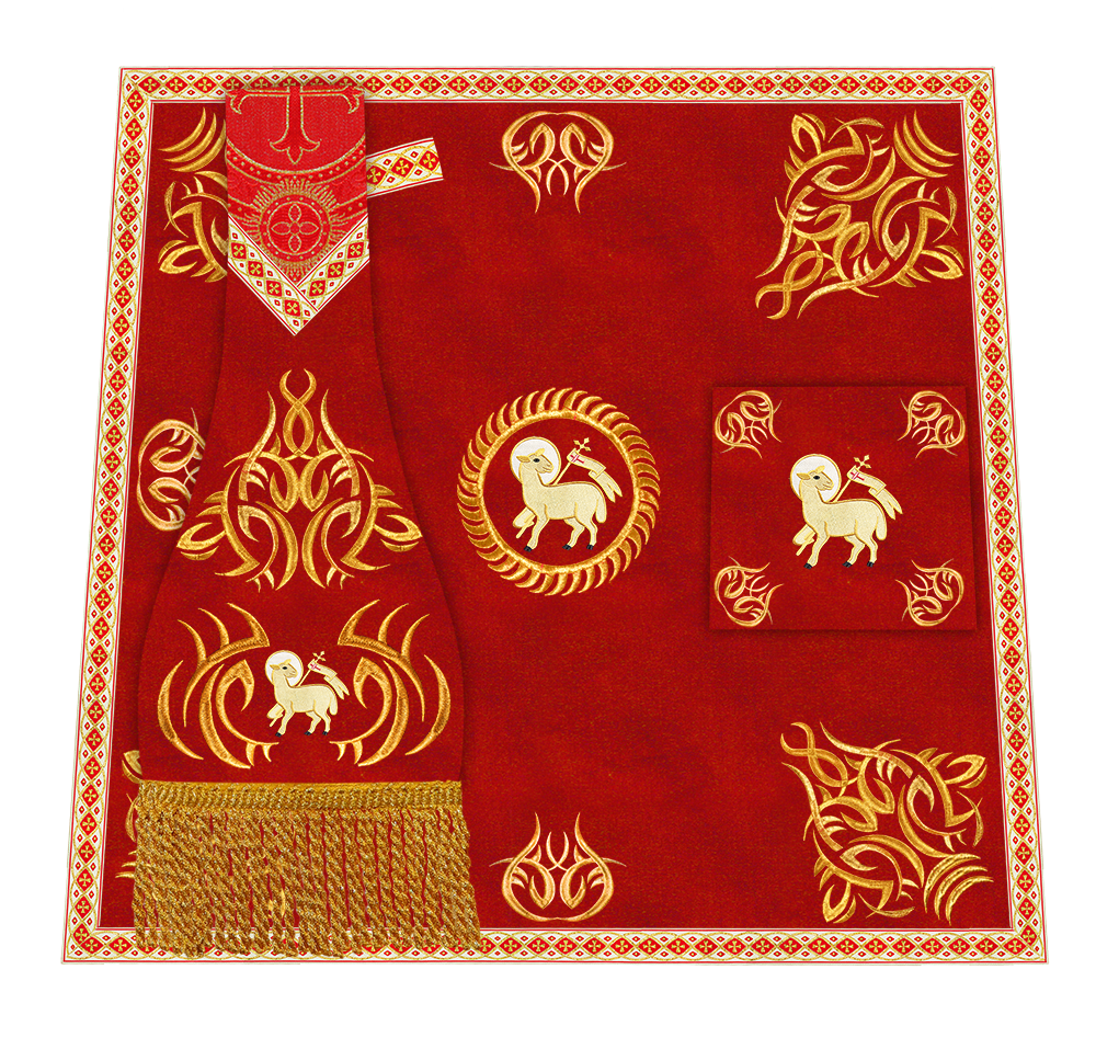 Set of Four Roman Chasuble with Embroidered Trims