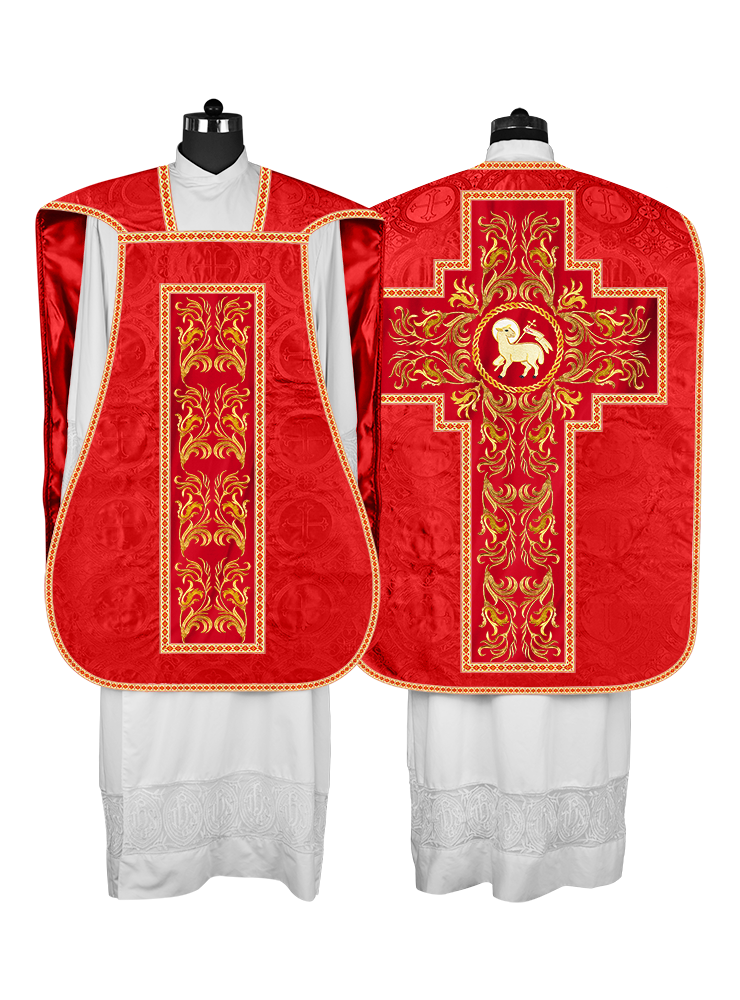 Roman Chasuble Vestment With Woven Braids and Trims