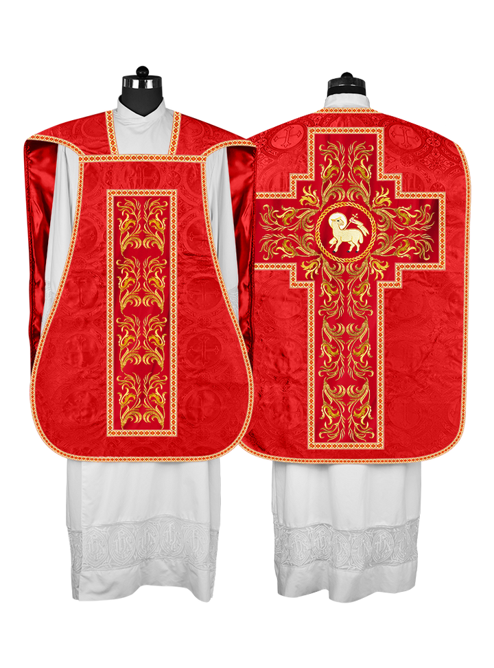 Roman Chasuble Vestment With Woven Braids and Trims