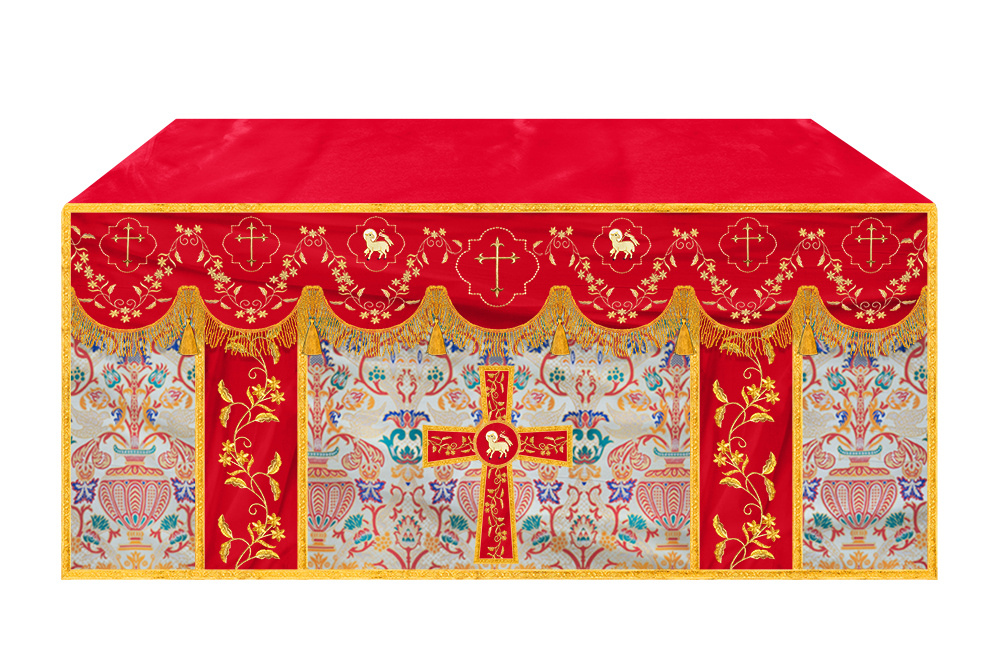 Floral Embroidery Tapestry Altar Cloth with motif