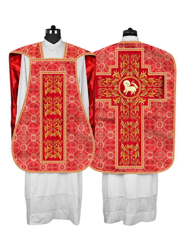 Roman Chasuble Vestment With Woven Braids and Trims