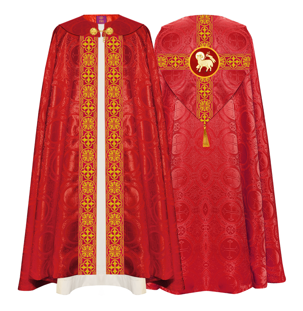 Gothic Cope Vestment with Cross type Braided Trims and motif