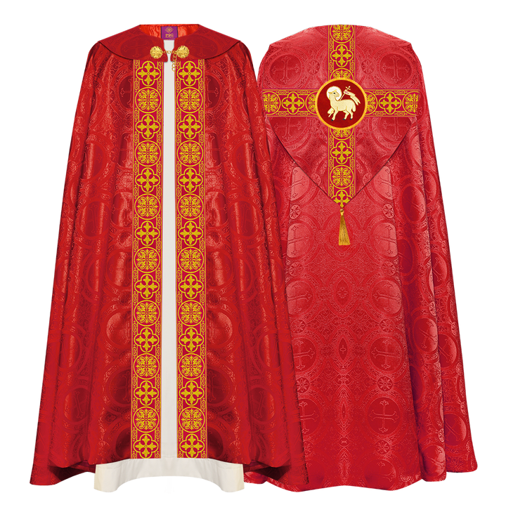 Gothic Cope Vestment with Cross type Braided Trims and motif