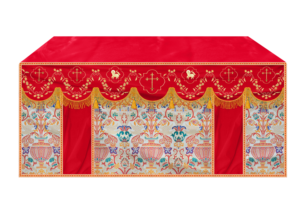 Tapestry Altar Cloth Adorned with Intricate Embroidery