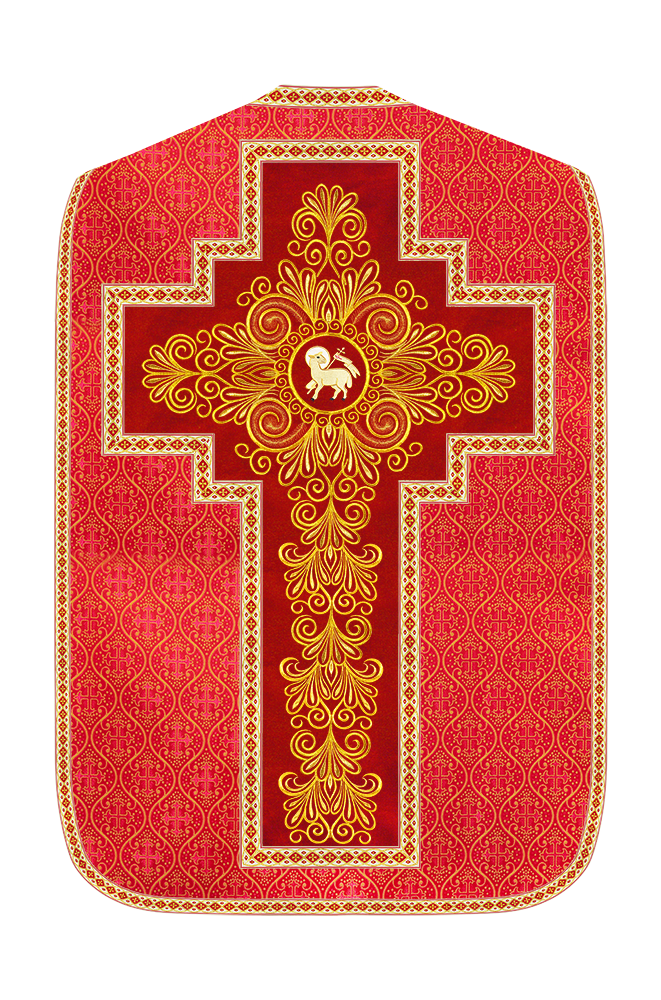 Roman Chasuble Vestment enriched With Coloured Braids and Trims